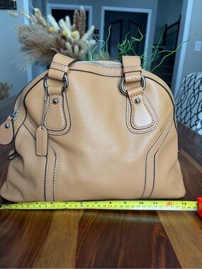 Fossil Women's Tan Leather Dome Satchel Handbag